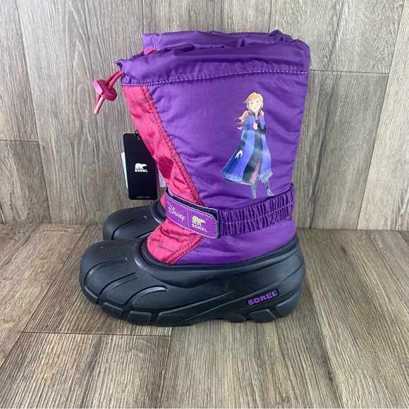 Sorel Disney Frozen Boot Girls Sz 3 Anna Flurry Waterproof Purple Pink Warm NWT - Picture 1 of 7